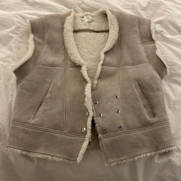 IRO Jackets Coats Iro Issa Taupe Shearling Vest Size - Main Image